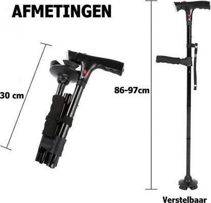 Loopkrukken – Loopkruk Met Veiligheidslamp - Elleboogkrukken – Krukken Voor Revalidatie – Orthopedische Krukken Inclusief Alarm – Loophulpmiddelen - Wandelstok Voor Volwassenen En Senioren