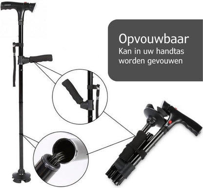 Loopkrukken – Loopkruk Met Veiligheidslamp - Elleboogkrukken – Krukken Voor Revalidatie – Orthopedische Krukken Inclusief Alarm – Loophulpmiddelen - Wandelstok Voor Volwassenen En Senioren