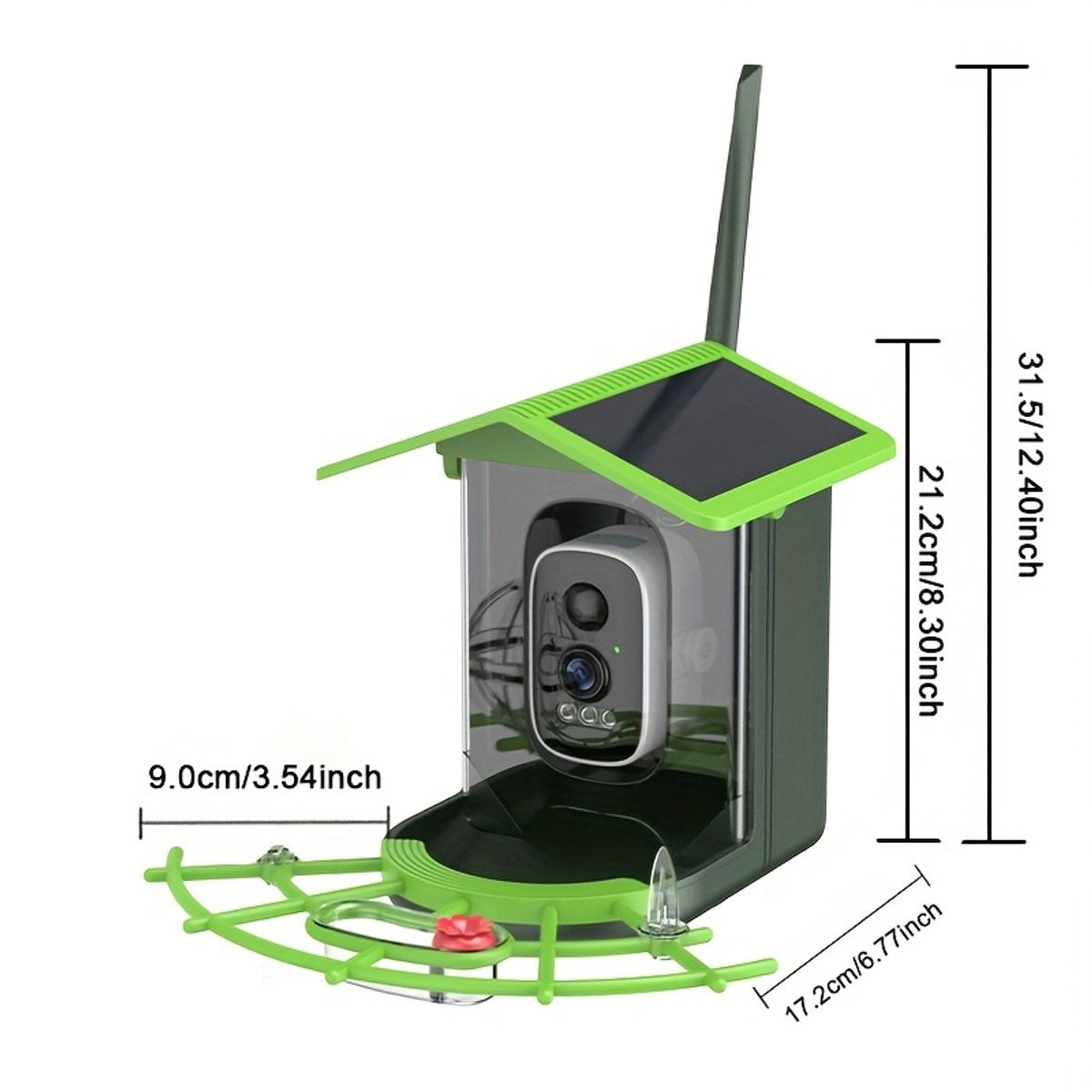 Zonne-Energie Vogelvoeder Met Camera - 1296P HD Video - AI Vogelidentificatie - Automatische Foto-/Videofotografie - 4000mAh Batterij - Wi-Fi Ingebouwd - 32GB Uitbreidbare Opslag voor Vogelspotters - Buiten Vogelvoeder - Compacte Vogelhuisje - Antiek