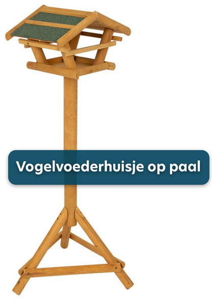 Vogelhuisje op Standaard - Vogelvoederhuis - Duurzaam Hout - FSC Gecertificeerd - 34x30x108 CM -