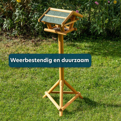 Vogelhuisje op Standaard - Vogelvoederhuis - Duurzaam Hout - FSC Gecertificeerd - 34x30x108 CM -