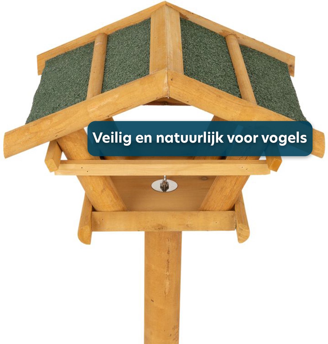 Vogelhuisje op Standaard - Vogelvoederhuis - Duurzaam Hout - FSC Gecertificeerd - 34x30x108 CM -