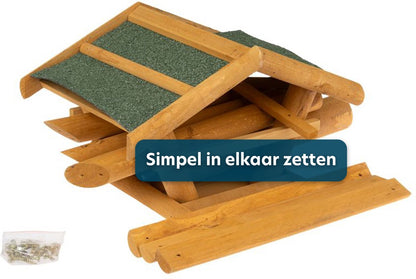 Vogelhuisje op Standaard - Vogelvoederhuis - Duurzaam Hout - FSC Gecertificeerd - 34x30x108 CM -